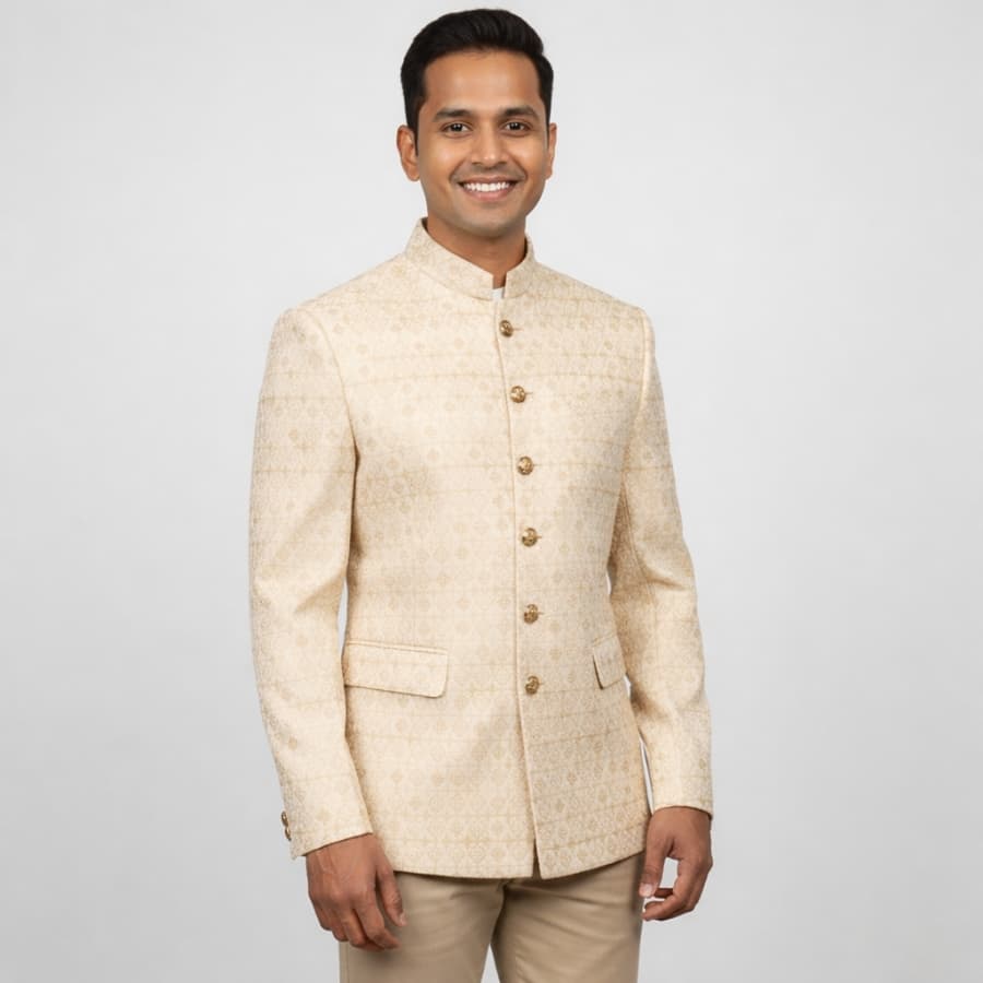 Cream Prince Coat With Gold Buttons