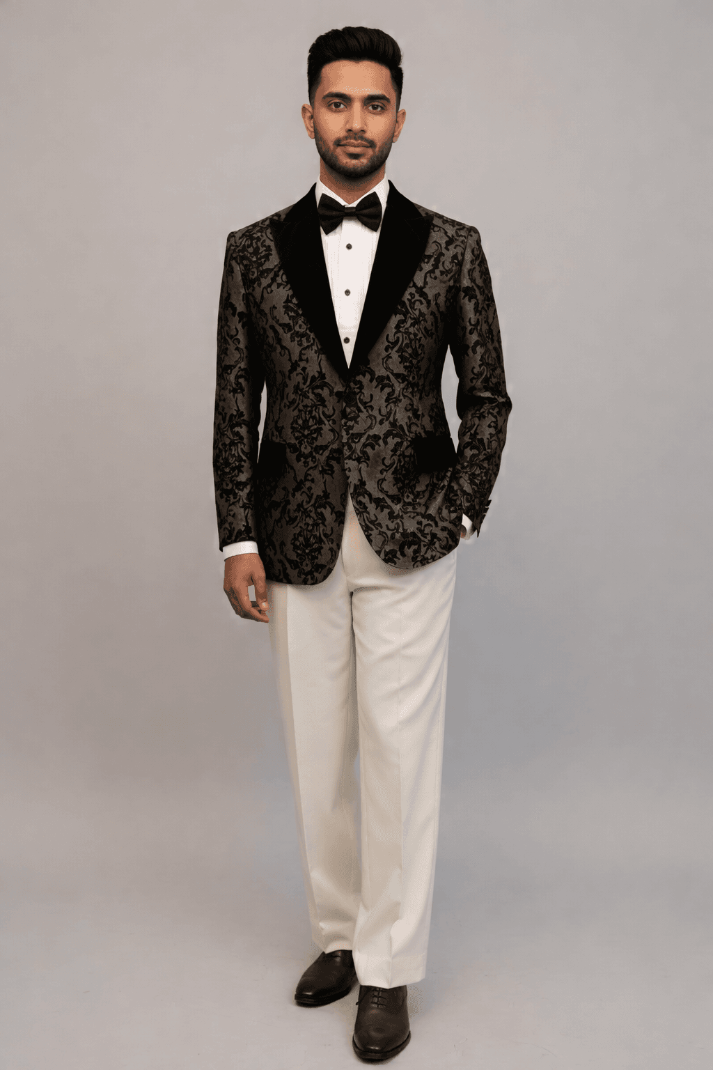 Black & Dark Grey Velvet Dinner Jacket